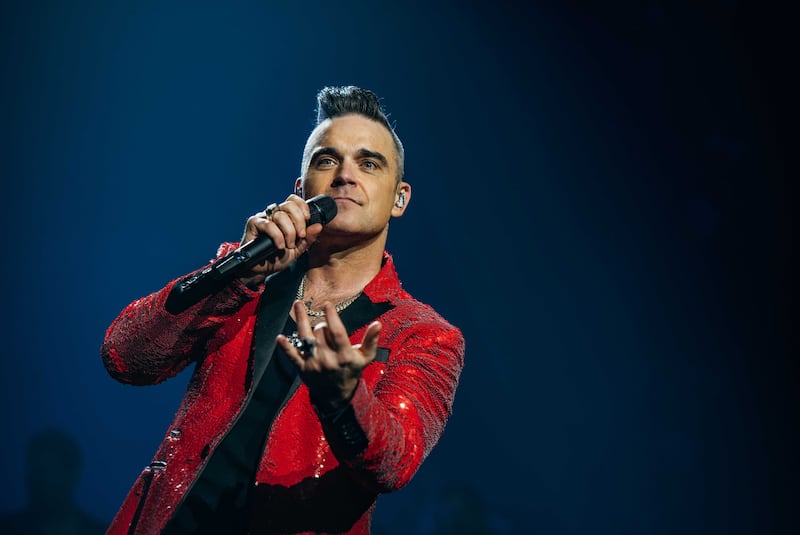 Mandatory Credit: Photo by Michal Augustini/Shutterstock (10507037ae)
Robbie Williams
Robbie Williams in concert at the SSE Wembley Arena, London, UK - 16 Dec 2019