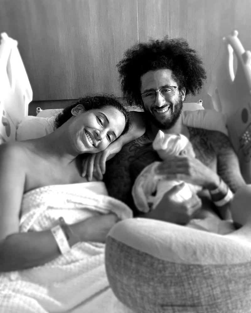 American football quarterback Colin Kaepernick, who is also famous for his civil rights activism, took a few weeks before announcing the birth of his baby boy with radio and TV host Nessa Diab. Photo: @nessnitty / Instagram 