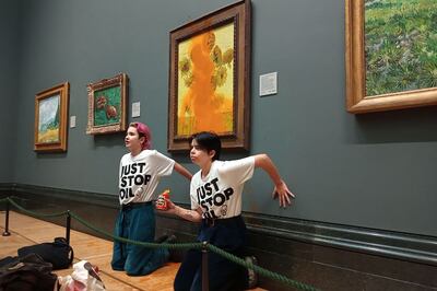 Just Stop Oil has drawn attention with stunts such as throwing soup at a Vincent Van Gogh painting. AFP 
