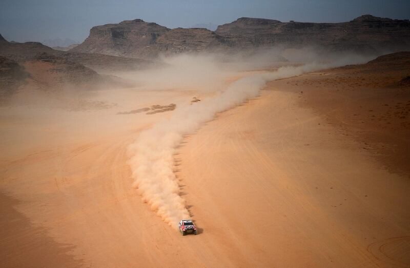 Toyota's Nasser Al-Attiyah and co-Driver Matthieu Baumel during Stage 10. AFP