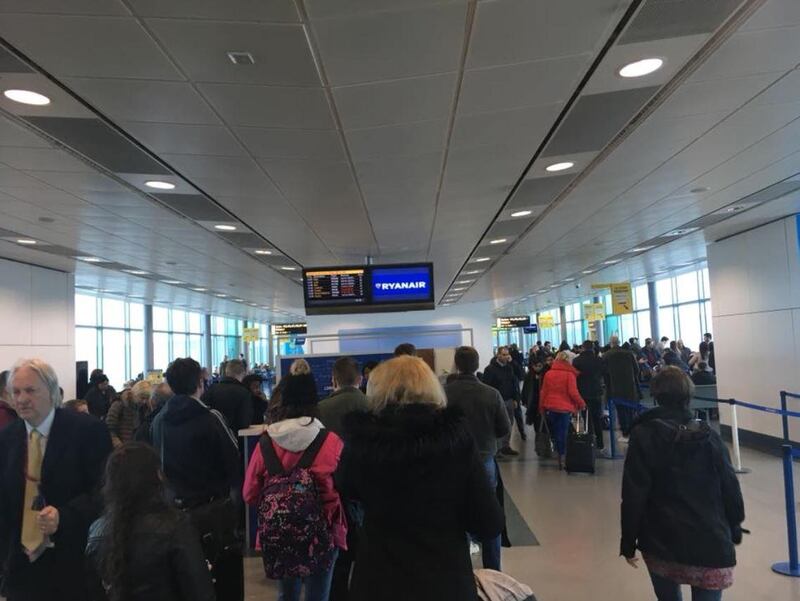 Passengers at London Stansted had their flights delayed or cancelled. Rachael Coppin/ Facebook