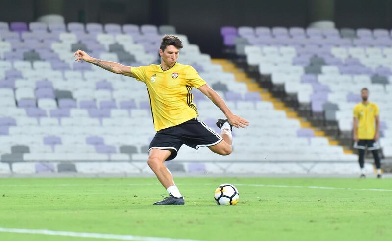 Sebastian Tagliabue takes part in a training session with the UAE national team. Courtesy UAE FA

