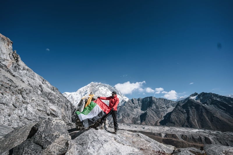 Despite that, the 5,400m peak where UAE and Australian flags were displayed was still higher than the 5,364m Everest base camp. Photo: Shadi Joweihan