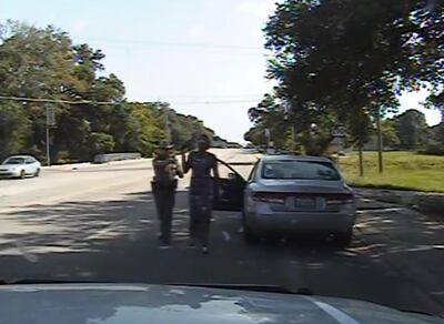 In this July 10, 2015, frame from dashcam video provided by the Texas Department of Public Safety, trooper Brian Encinia arrests Sandra Bland after she became combative during a routine traffic stop in Waller County, Texas. Bland was taken to the Waller County Jail that day and was found dead in her cell on July 13. (Texas Department of Public Safety via AP)