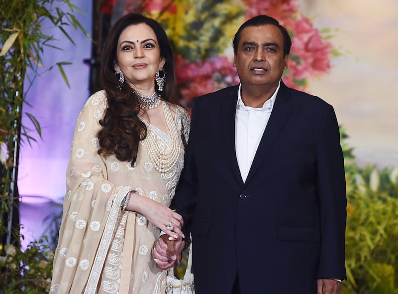 The Ambanis at actress Sonam Kapoor's wedding in May 2018. AFP