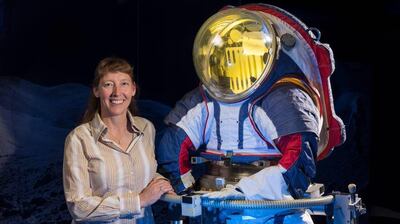 Advanced spacesuit designer Amy Ross of Nasa's Johnson Space Centre stands with the Z-2, a prototype spacesuit. Courtesy: Nasa 