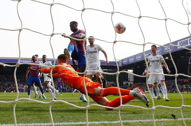 Crystal Palace's Marc Guehi scores their first goal. Reuters