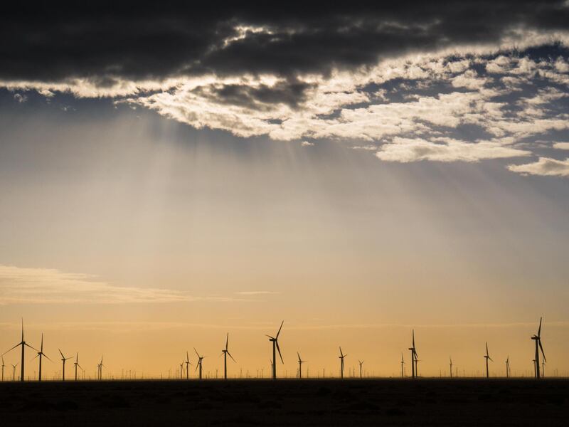 CATEGORY WINNER: Wind farms in China's Gobi desert. Photo by Kang Xu