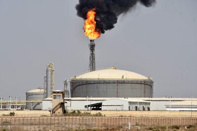 Smoke billowing from a refinery in Iraq's southern Maysan province. AFP