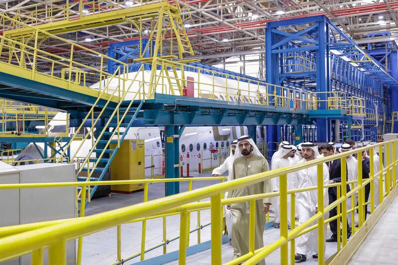 Sheikh Mohammed bin Rashid, Vice President and Ruler of Dubai, visits the 400,000-square-metre facility that is home to 12 hangars