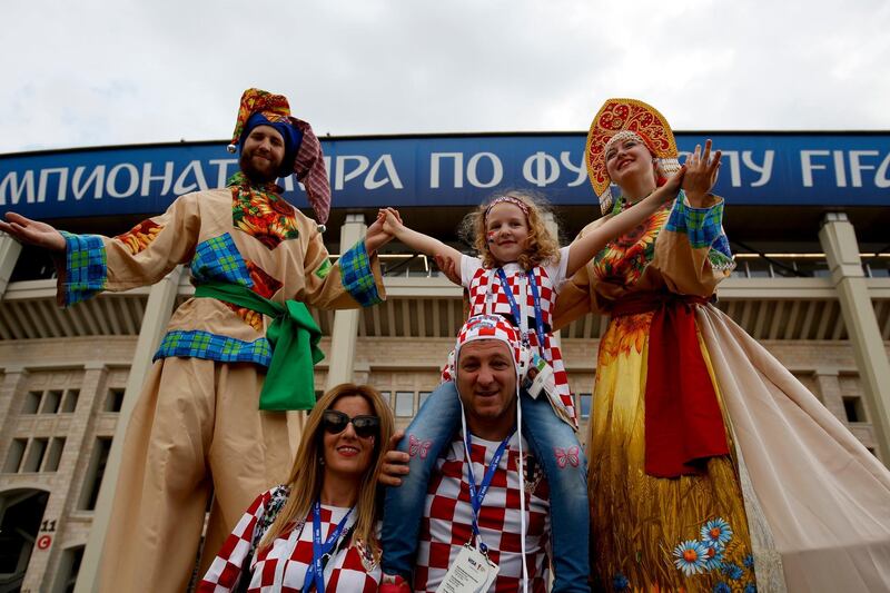 Croatia fans pose for a picture before the semi-final. AP Photo