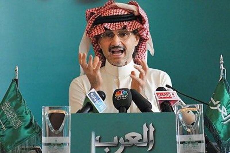 Prince Al Waleed bin Talal, the Saudi billionaire, has partnered with the US data company Bloomberg to produce Alarab. Fayez Nureldine / AFP