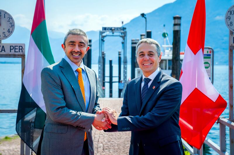 Minister of Foreign Affairs and International Co-operation Sheikh Abdullah bin Zayed meets President of Switzerland and Foreign Minister Ignazio Cassis, at Locarno, at the southern foot of the Swiss Alps. All photos: Wam