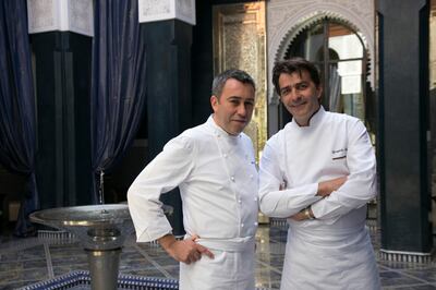 Chef Jerome Videau with his mentor Yannick Alleno. Royal Mansour Marrakech