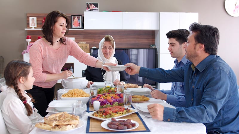 Family iftar meal in Ramadan.