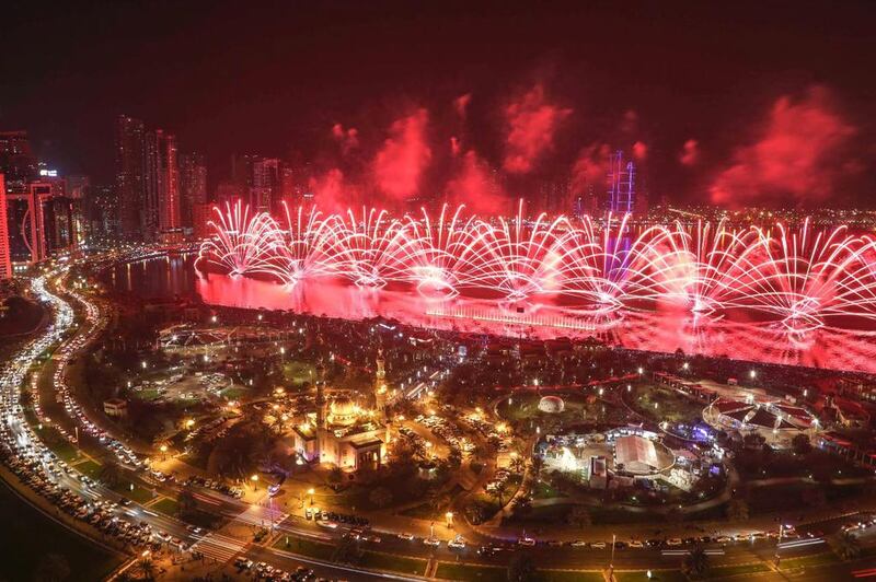 Sharjah’s firework display lights up the sky at Al Majaz Waterfront. Courtesy National Network Communications