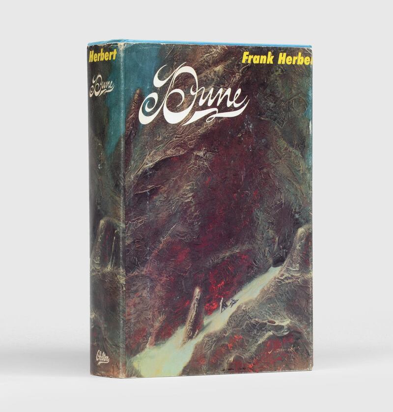 A first edition, and a very scarce example inscribed by the author, of Frank Herbert’s 'Dune', a seminal work of science fiction and among the best known and most widely read in the genre, for sale for £12,500 (Dh58,500). Peter Harrington