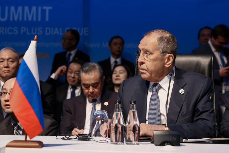 Russian Foreign Minister Sergey Lavrov attends the 2023 Brics Summit in Johannesburg. AFP