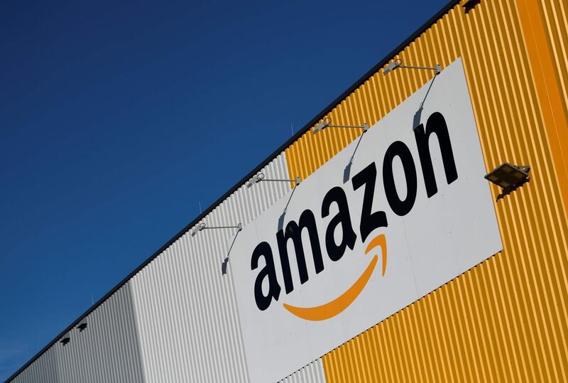 A picture taken on November 8, 2018, shows the logo of US online retail giant Amazon displayed outside the group's distribution center in Dortmund, Germany.  - Germany OUT
 / AFP / dpa / Ina Fassbender
