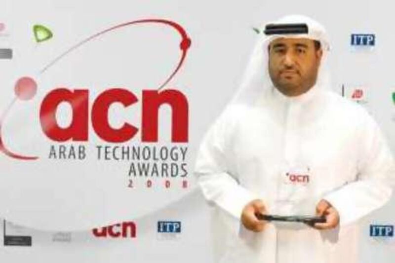 H.E. Rashed Lahej Al-Mansoori, ADSIC Chairman, holds the award for Government & Education Implementation of the Year at the 4th annual ACN Arab Technology Awards 2008.

Credit: ADSIC