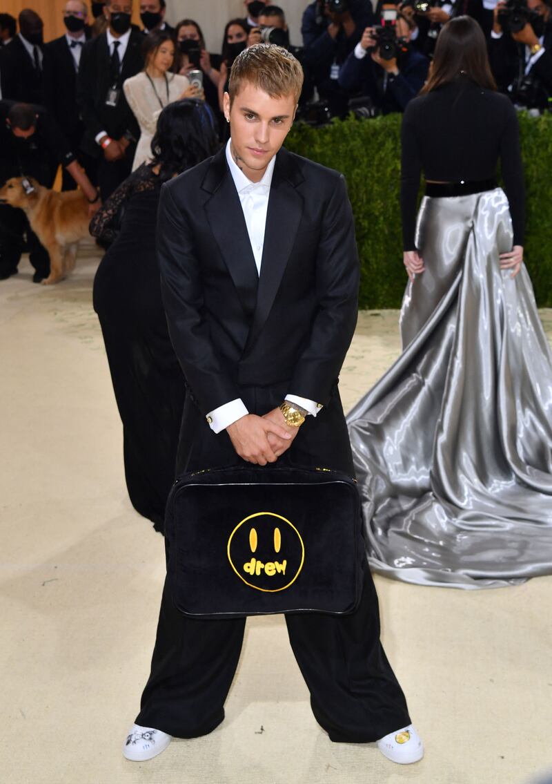 Justin Bieber, clad in Drew, attends the 2021 Met Gala. AFP