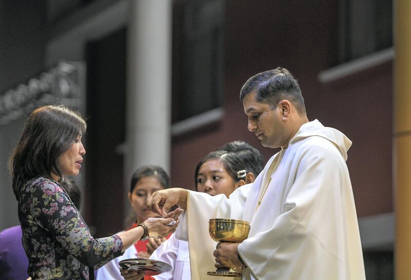 Abu Dhabi, United Arab Emirates - Last day of Simbang Gabi, a nine day series of masses practiced by the Filipino Catholics in anticipation of Christmas at St. JosephÕs Cathedral in Mushrif. Khushnum Bhandari for The National