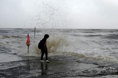 High tidal waves hit the coast in Mumbai on Tuesday. AFP