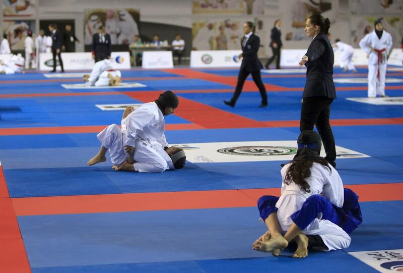 ABU DHABI - UNITED ARAB EMIRATES - 06NOV2015 - General view of Martyrs Championships for juniors Jiu Jitsu yesterday at IPIC Arena at Zayed Sports City in Abu Dhabi. Ravindranath K / The National (to go with Amit story for Sports)