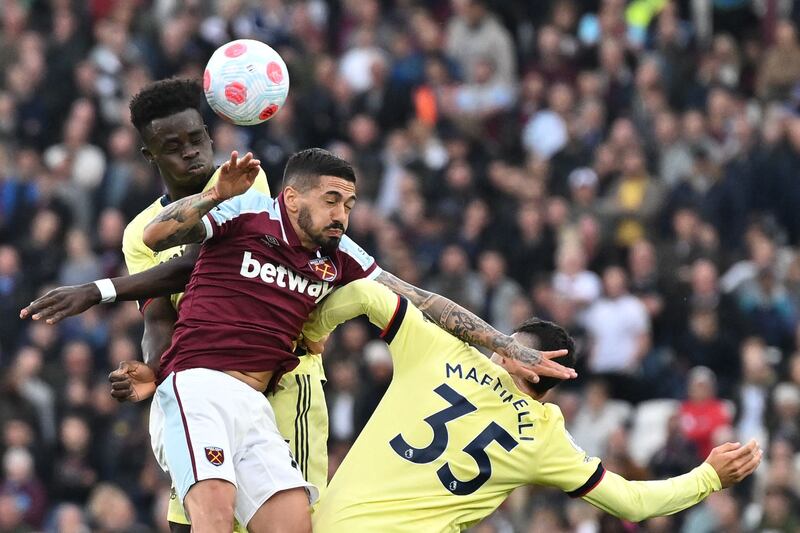 Manuel Lanzini – 5 was at fault for the opener but surely a mismatch with 5ft 6in Lanzini given the task of defending 6ft 2in Rob Holding on corners.

AFP