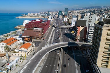 Near empty roads in the Jal El Dib area of north Beirut in Lebanon on January 23. The lockdown has been extended till Febraury 8. EPA