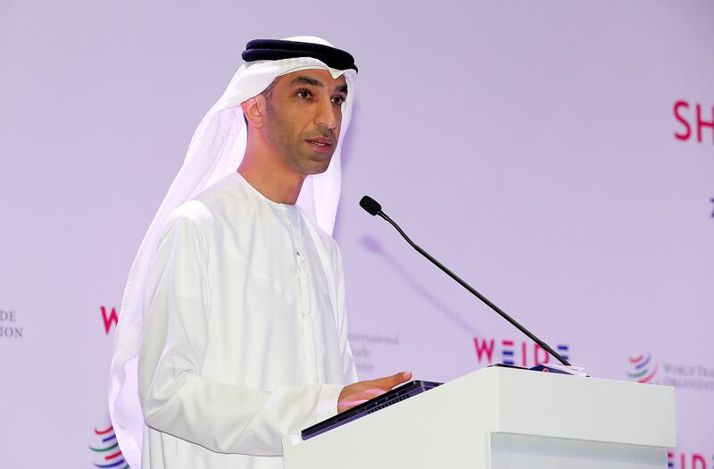 Dr Thani Al Zeyoudi, UAE Minister of State for Foreign Trade, speaks at the WTO-ITC event on women and trade.