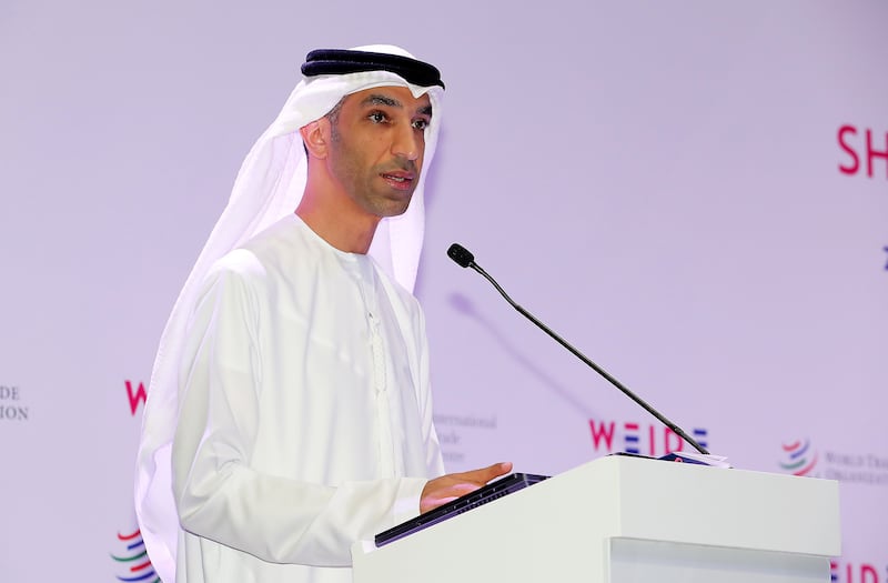 Dr Thani Al Zeyoudi, UAE Minister of State for Foreign Trade, speaks at the WTO-ITC event on women and trade.