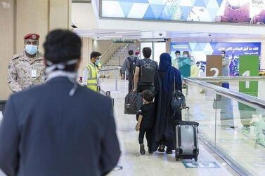 Travellers at an airport in Saudi Arabia. SPA