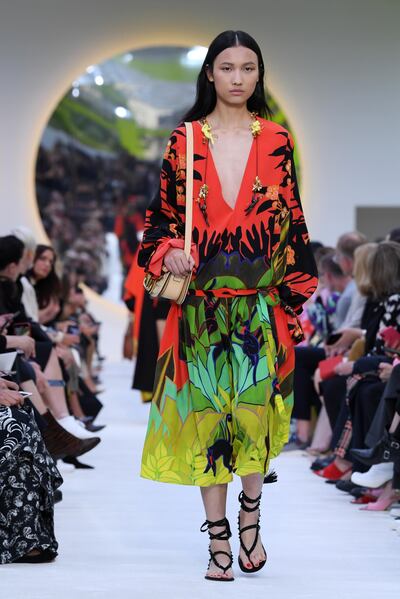 PARIS, FRANCE - SEPTEMBER 29: A model walks the runway during the Valentino Womenswear Spring/Summer 2020 show as part of Paris Fashion Week on September 29, 2019 in Paris, France. (Photo by Pascal Le Segretain/Getty Images)