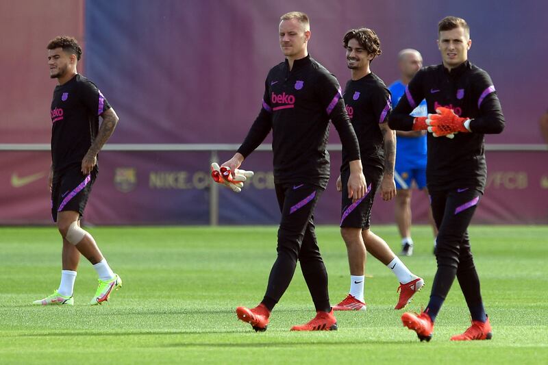 Barcelona goalkeepers Marc-Andre ter Stegen Inaki Pena. AFP