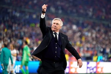 Real Madrid manager Carlo Ancelotti celebrates winning the UEFA Champions League Final at the Stade de France, Paris. Picture date: Saturday May 28, 2022.