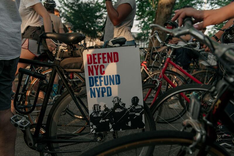 Cyclists gather for a mass ride in protest of systemic racism in policing in Brooklyn, New York City. Getty Images