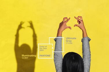 Ultimate Grey and Illuminating, a shade of yellow, were chosen as Pantone's colours of the year 2021 on December 9. Getty Images 