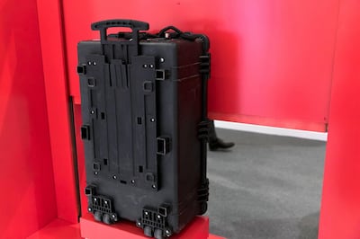 DUBAI, UNITED ARAB EMIRATES - OCTOBER 15, 2018. Pelican's suitcase on display in Tahaluf's booth at Gitex, held in DWTC.(Photo by Reem Mohammed/The National)Reporter: Patrick Ryan + Nick WebsterSection:  NA