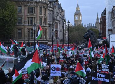Pro-Palestinian protesters in central London for last Saturday's march. AFP