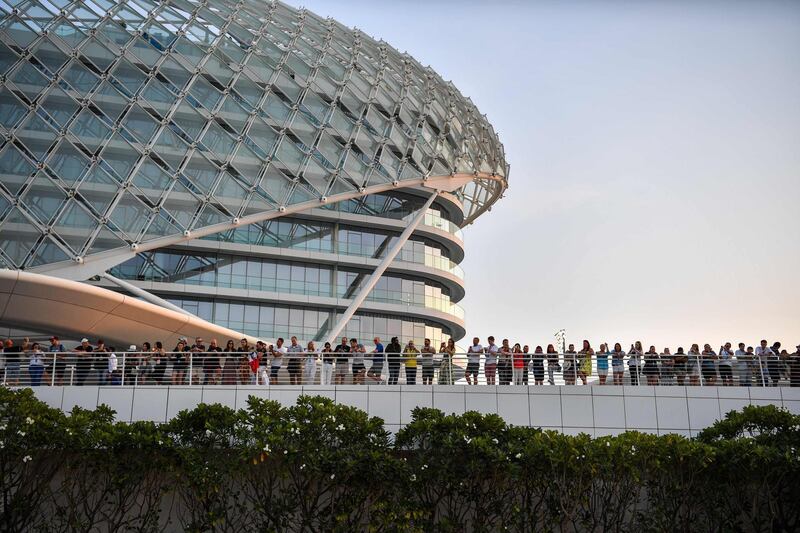 Spectators at the Yas Marina Circuit in Abu Dhabi on Saturday. AFP