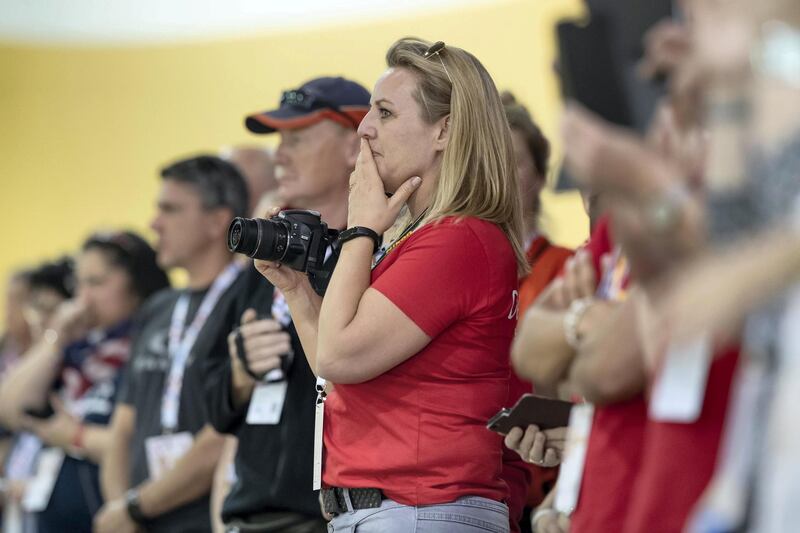 ABU DHABI, UNITED ARAB EMIRATES. 16 MARCH 2019. Special Olympics action at Al Forsan. Crowd support. (Photo: Antonie Robertson/The National) Journalist: None: National.