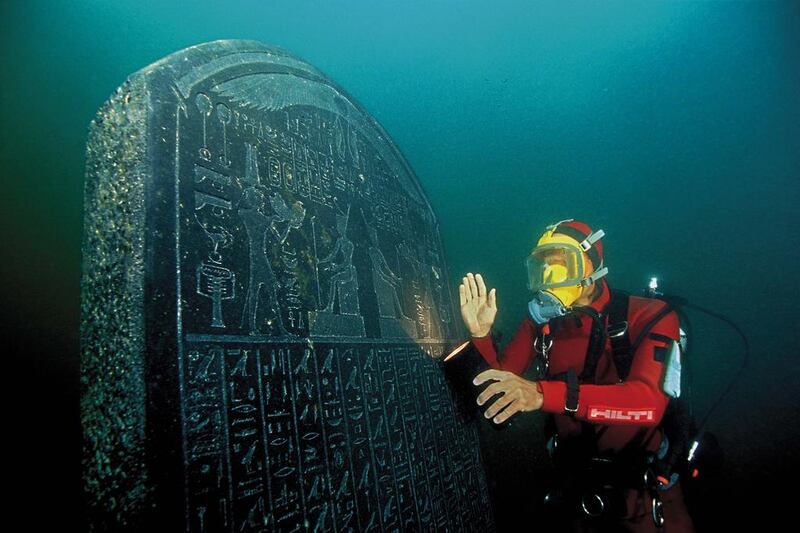 A stela from Thonis-Heracleion, believed to have been commissioned by Nectanebos I (378-362 BC), is almost identical to the Stela of Naukratis in the Egyptian Museum, Cairo. Christoph Gerigk / Franck Goddio / Hilti Foundation