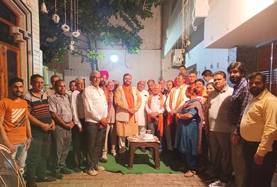 Locals at Ludhiana, the ancestral village of Mr Sunak's grandfather Raghubir Berry, gathered to celebrate Mr Sunak's victory. Photo: Subhash Berry