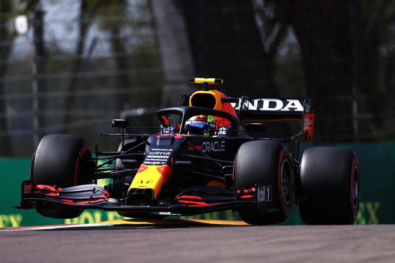 Sergio Perez of Red Bull Racing during qualifying in Imola. Getty