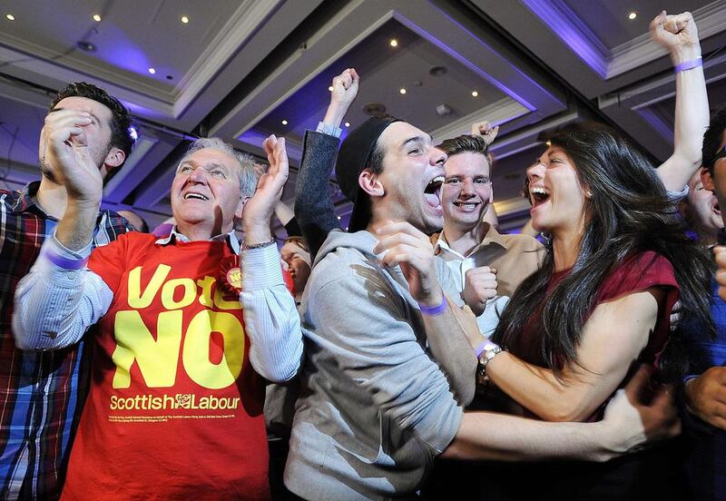 Pro-union supporters celebrate. Andy Buchanan / AFP Photo