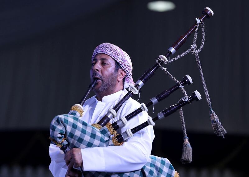 Dibba, United Arab Emirates - June 26, 2019: Traditional costal dance. Al Hosn fish salting festival. Wednesday the 26th of June 2019. Dibba. Chris Whiteoak / The National