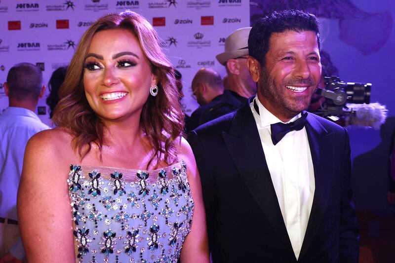 Rozza and Jordanian actor and director Eyad Nassar arrive on the red carpet