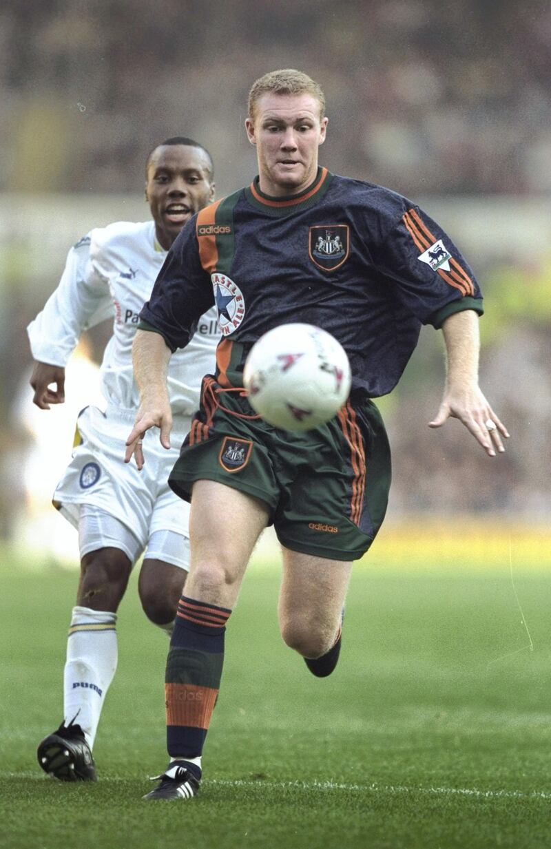 19 Oct 1997:  Steve Watson of Newcastle United in action during the FA Carling Premiership match against Leeds United at Elland Road in Leeds, England. \ Mandatory Credit: Mark Thompson /Allsport