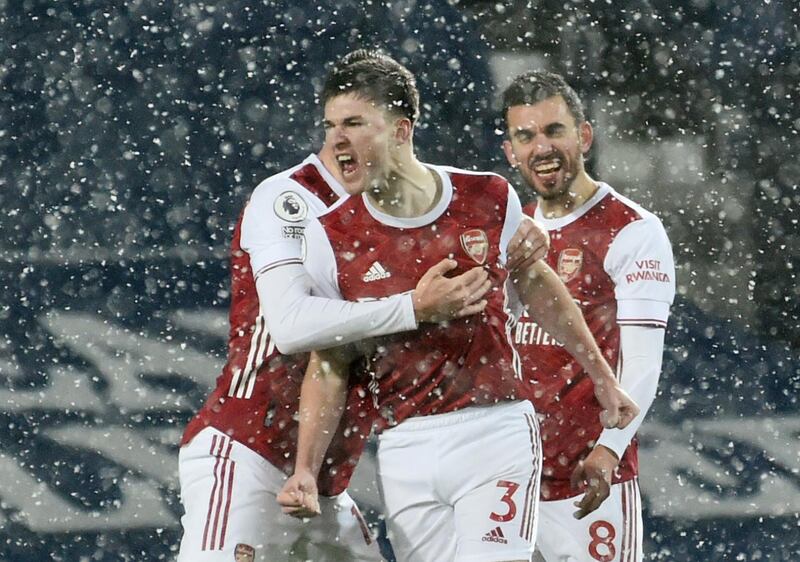 Left-back: Kieran Tierney (Arsenal) – Scored a stunning solo goal to set Arsenal on their way to a 4-0 win at West Brom and earned rave reviews for wearing a short-sleeved shirt in the snow. Reuters